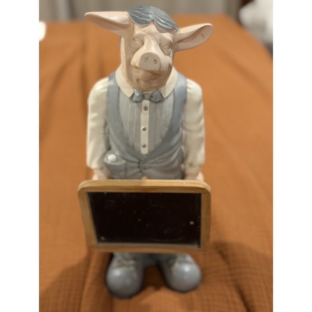 Mud Pie 2001 Pig Waiter With Menu Chalkboard Kitchen Restaurant Dining Hog Farm